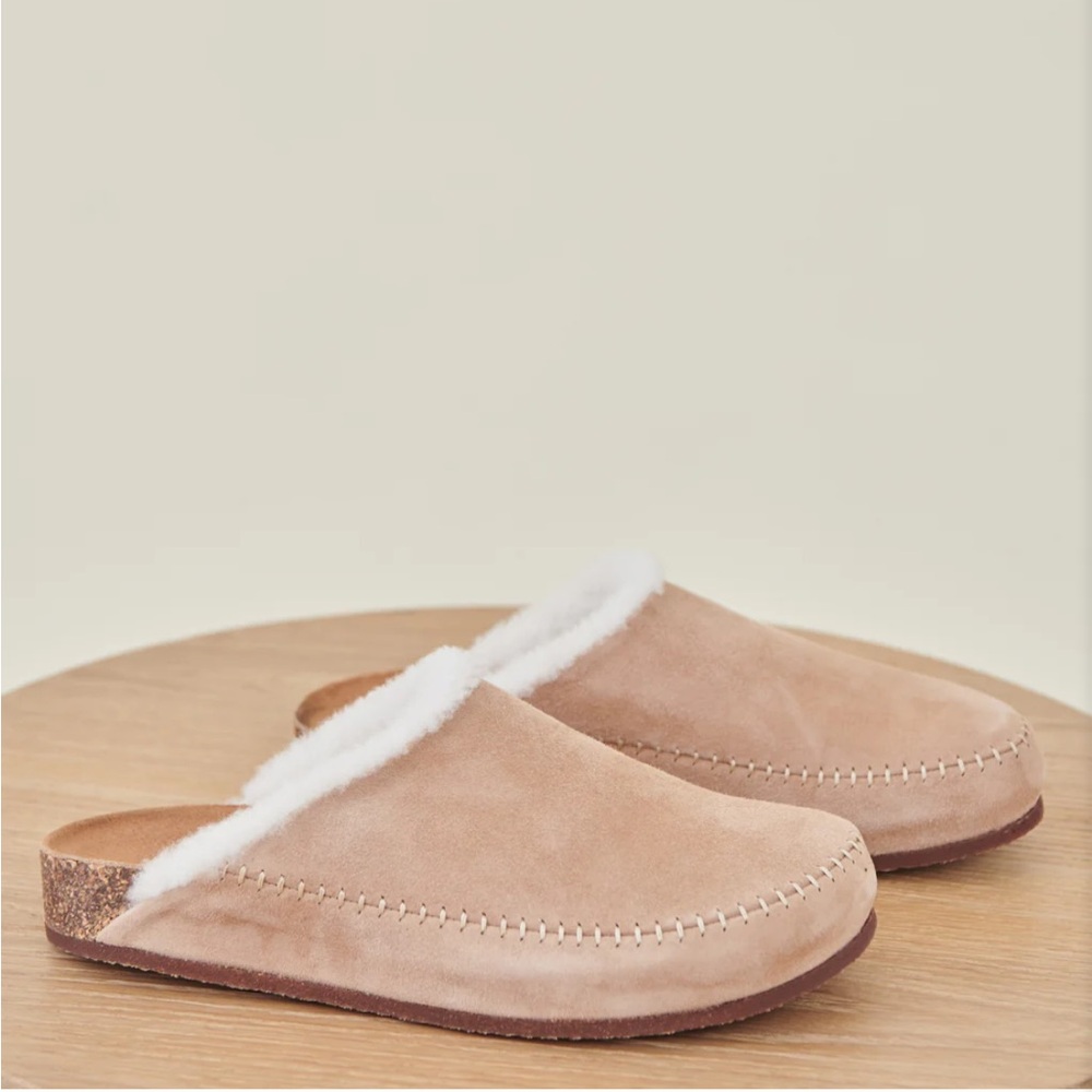 Jenni Kayne Moc Clog Suede Shearling lined shoes size 39